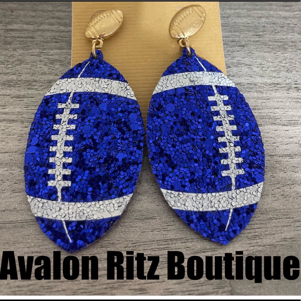 💙🤍Kentucky Wildcats Blue Football Earrings with Gold Football Posts